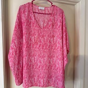 Adrienne Pink and White Textured Top